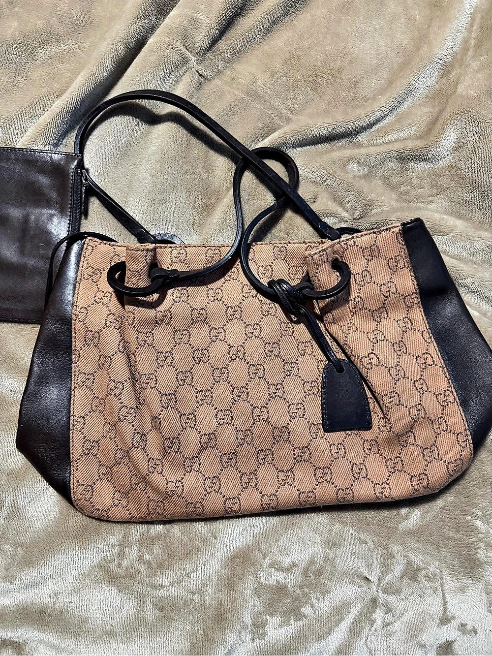Gucci GG Canvas Tote in Brown & Black